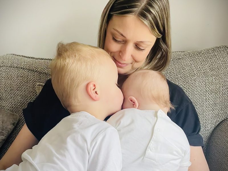 Local mum Michelle with her two babies, Seth and Nancy