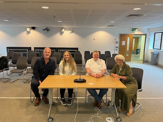 Council leaders Maggie Tyrrell and Ian Boulton with two of the young people who will benefit from the Council’s new approach