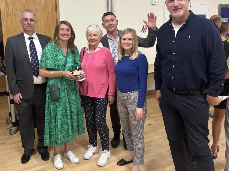 From left to right: Dave Addison, District Cllr for Stoke Gifford and Chair of Stoke Gifford Parish Council; Cllr Alison Evans; Sue Bandcroft, Vice Chair of Stoke Gifford Parish Council; Roman Isayev, Programme Manager of Homes for Ukraine; Claire Hazelgrove MP; Ian Boulton, Co-leader of South Gloucestershire Council.