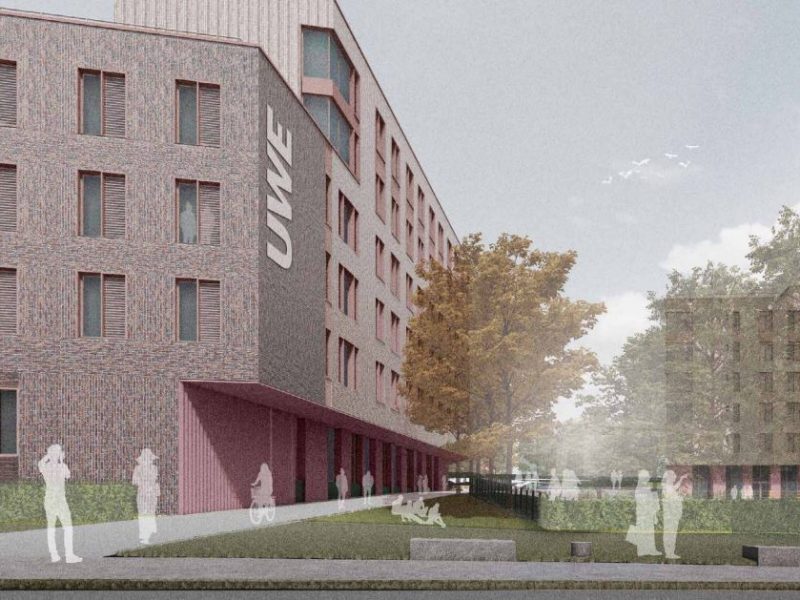 A CGI version of how the new student halls of residence will look at UWE