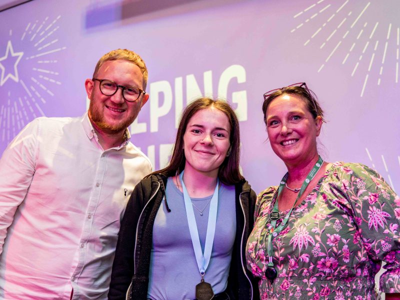 Champions Award winner, Shawney (centre) is pictured with managers of South Gloucestershire Council’s Children in Care and Care Leavers Team