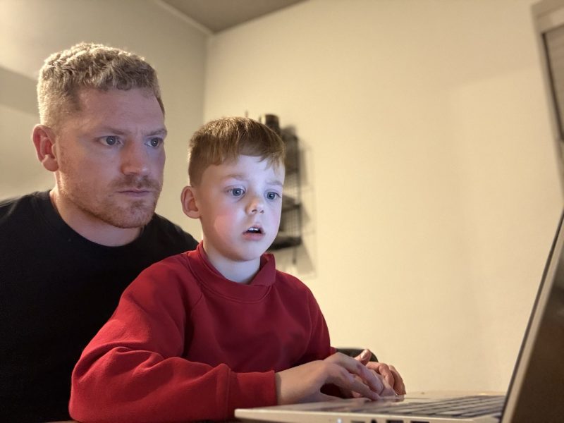 Jason uses the app with his son