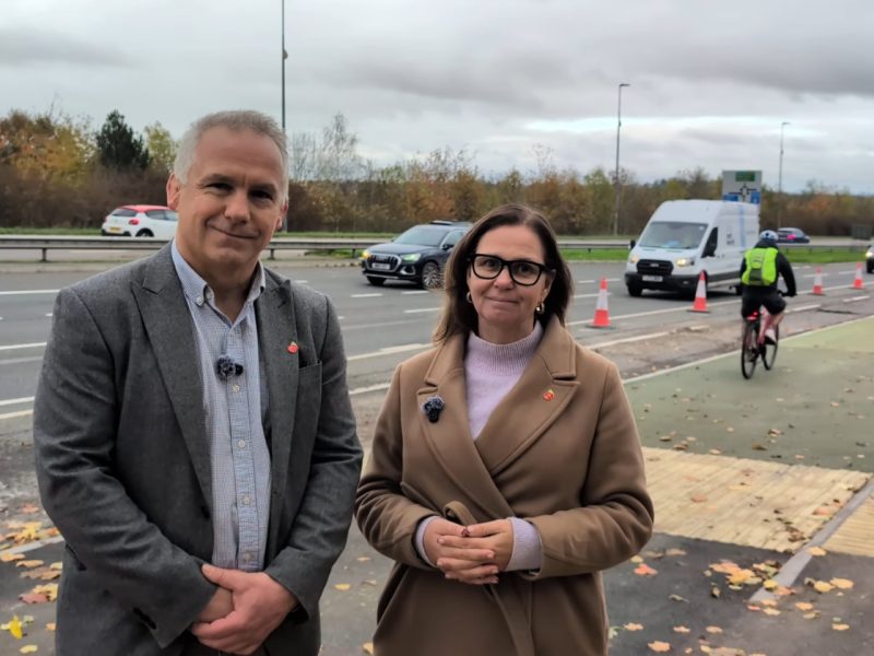 Sean Rhodes and Helen Godwin stand at one of the improved crossings