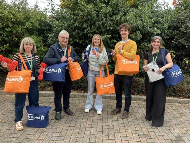 Cllr Alison Evans, centre, and staff who are distributing the packs