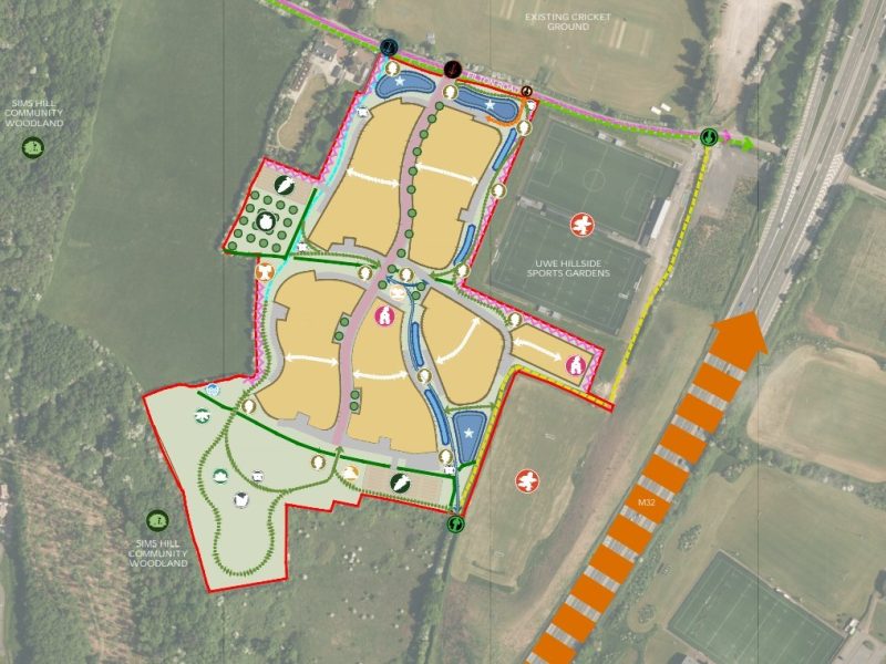 The area outlined in red on the map below shows where the new homes and public park would be built once the consultation is concluded