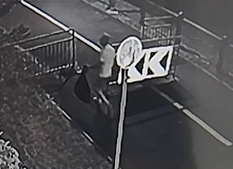 CCTV footage showed the man with a large sack of rubbish