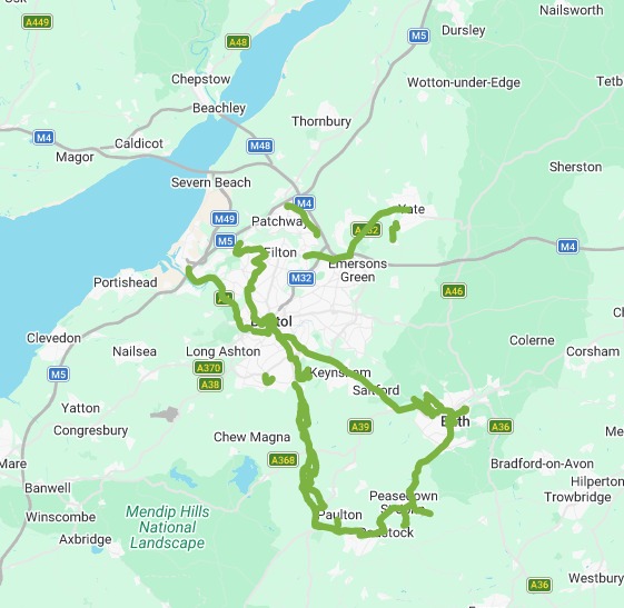 The map shows the extent of the improved walking and cycling routes